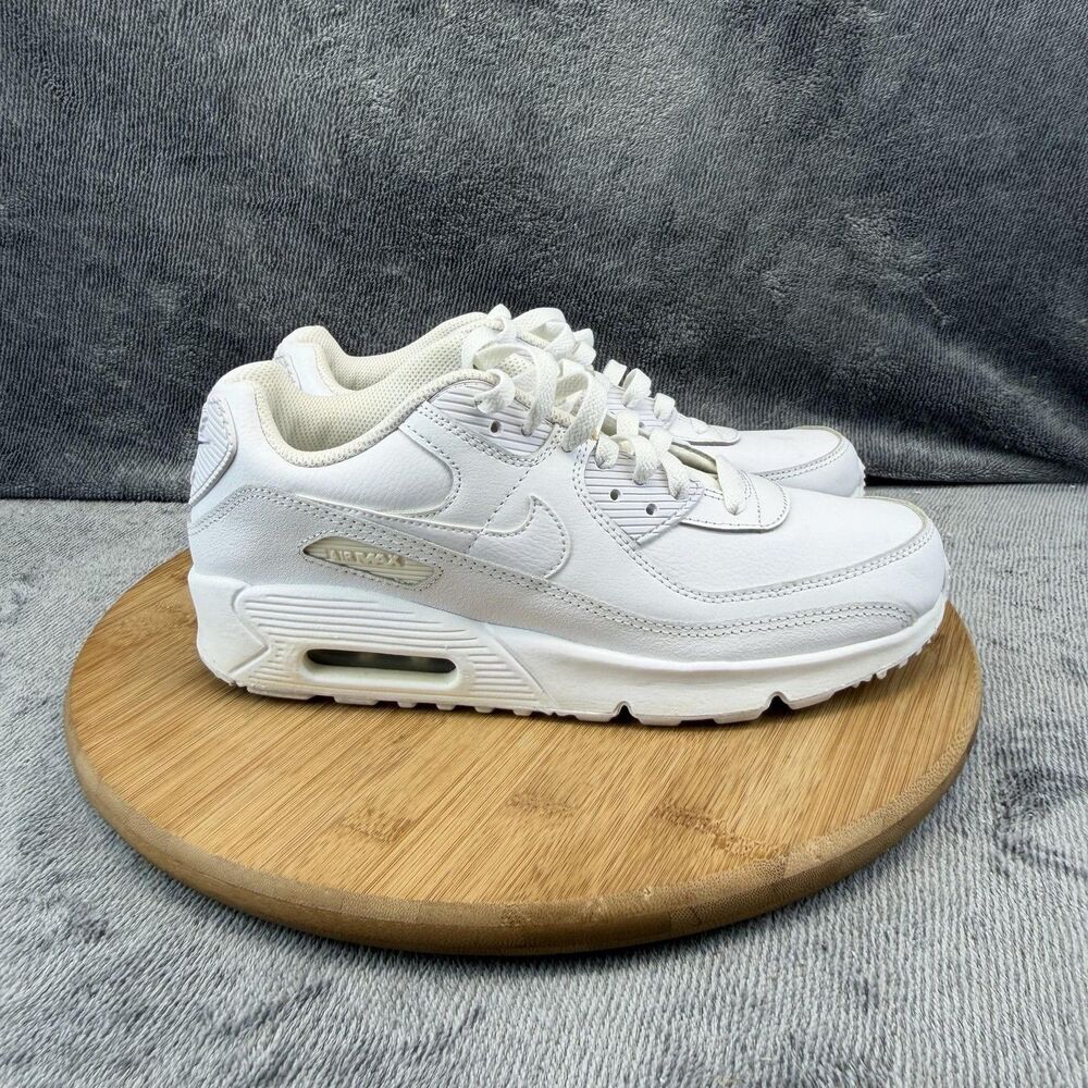 Nike Air Max 90 Shoes Boys Size 7Y White Leather Running Sneakers HF6358-102